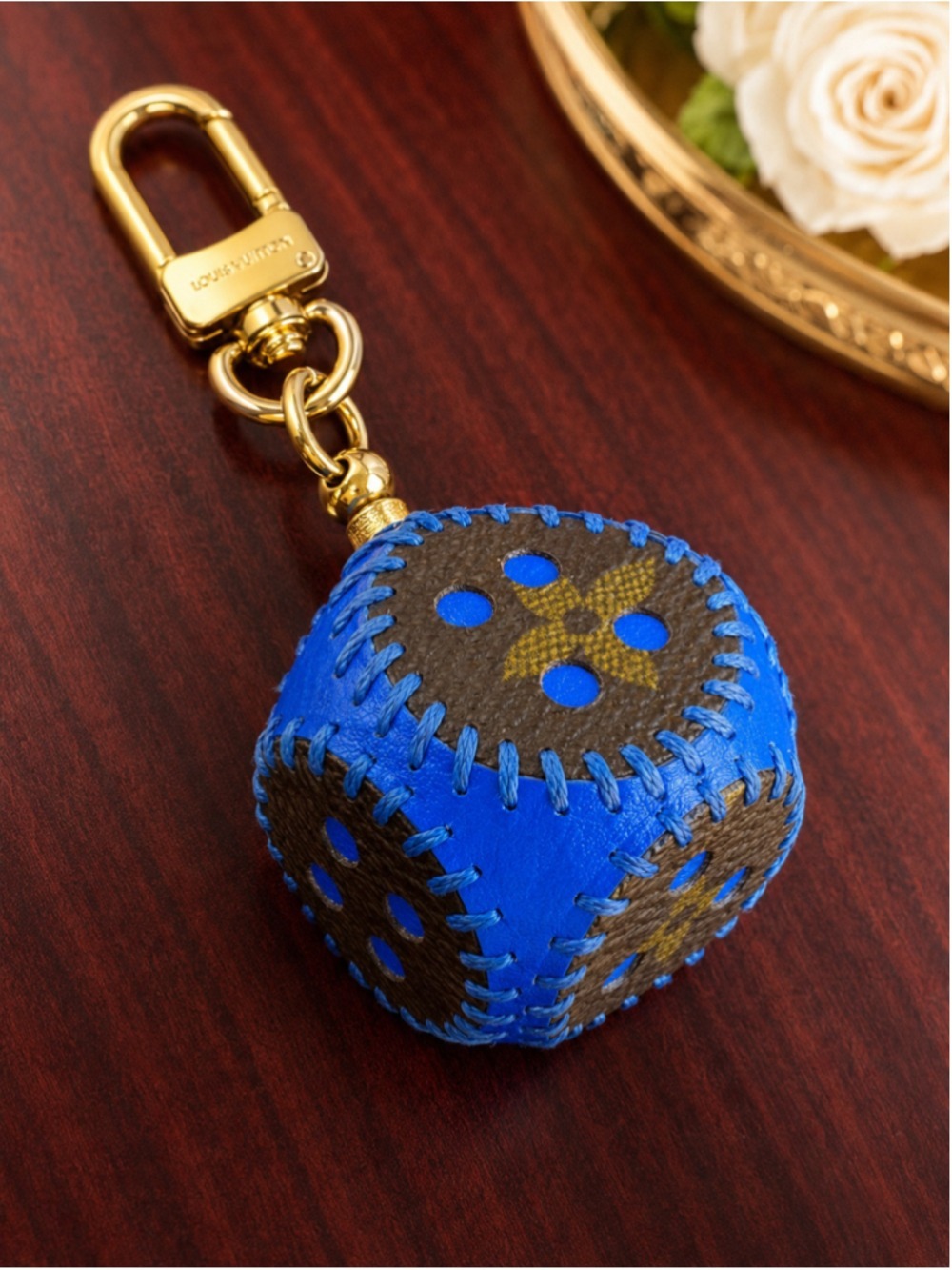 Handmade Upcycled Designer Canvas Dice Bag Charm Keychain | OOAK | COA Included